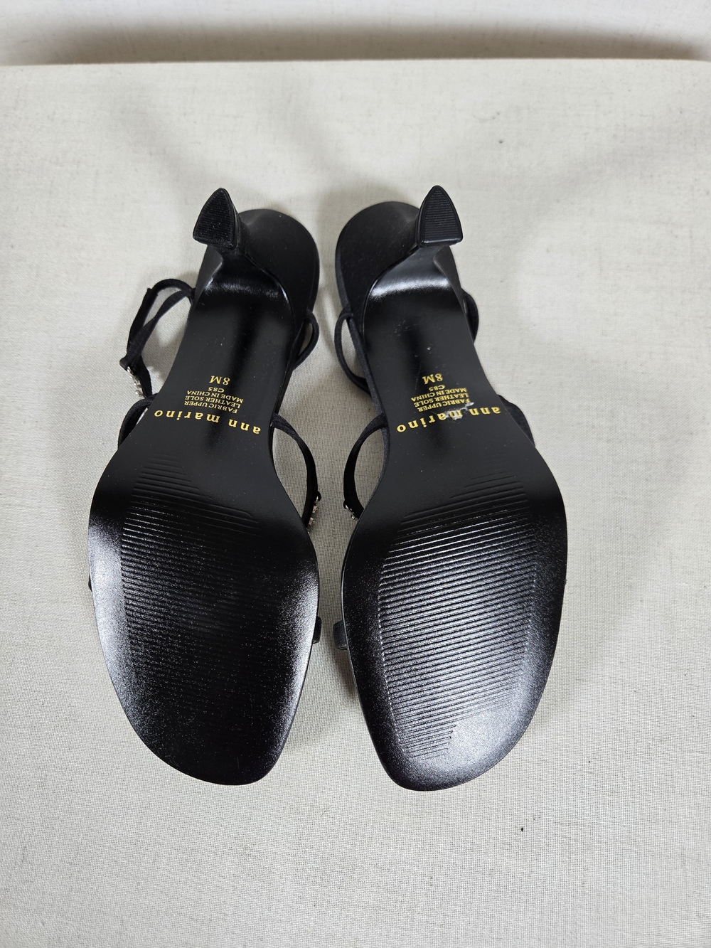 Ann Marino Black Strappy Rhinestone Evening Heels - Picture 6 of 7